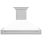 ZLINE 48" Satin Stainless Steel Wall Mount Range Hood with White Matte Shell and Stainless Steel Handle, 8654SNX-WM-48