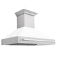 ZLINE 48" Satin Stainless Steel Wall Mount Range Hood with White Matte Shell and Stainless Steel Handle, 8654SNX-WM-48