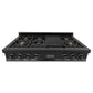 ZLINE 4-Piece Appliance Package - 48 In. Rangetop, Range Hood, Refrigerator, and Wall Oven in Black Stainless Steel, 4KPR-RTBRH48-AWS