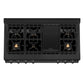 ZLINE 4-Piece Appliance Package - 48 In. Rangetop, Range Hood, Refrigerator, and Wall Oven in Black Stainless Steel, 4KPR-RTBRH48-AWS