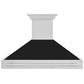 ZLINE 48 In. Stainless Steel Range Hood with Black Matte Shell and Stainless Steel Handle, 8654STX-BLM-48