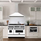 ZLINE Autograph 48" Convertible Satin Stainless Steel Wall Mount Range Hood with White Matte Shell and Matte Black Handle, KB4SNZ-WM48-MB
