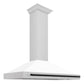 ZLINE Autograph 48" Convertible Satin Stainless Steel Wall Mount Range Hood with White Matte Shell and Matte Black Handle, KB4SNZ-WM48-MB