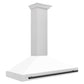 ZLINE Autograph 48" Convertible Satin Stainless Steel Wall Mount Range Hood with White Matte Shell and Matte Black Handle, KB4SNZ-WM48-MB