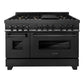 ZLINE Black Stainless Steel Appliance Package - 48 in. Dual Fuel Range, Range Hood, Microwave, 3KP-RABRH48-MW