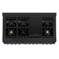 ZLINE Black Stainless Steel Appliance Package - 48 in. Dual Fuel Range, Range Hood, Microwave, 3KP-RABRH48-MW