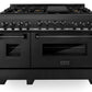 ZLINE Appliance Package - 48 In. Gas Range, Refrigerator, Range Hood, Microwave Drawer in Black Stainless Steel, 4KPR-SGRBRH48-MW