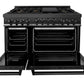 ZLINE Appliance Package - 48 In. Gas Range, Refrigerator, Range Hood, Microwave Drawer in Black Stainless Steel, 4KPR-SGRBRH48-MW
