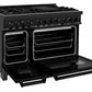 ZLINE Appliance Package - 48 In. Gas Range, Refrigerator, Range Hood, Microwave Drawer in Black Stainless Steel, 4KPR-SGRBRH48-MW