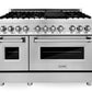 ZLINE Package - 48" Dual Fuel Range, Refrigerator with Water and Ice Dispenser, Range Hood and Dishwasher in Stainless Steel