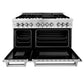 ZLINE Package - 48" Dual Fuel Range, Refrigerator with Water and Ice Dispenser, Range Hood and Dishwasher in Stainless Steel