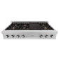 ZLINE 48" Legacy Gas Rangetop with 6 Brass Burners and Porcelain Cooktop in Satin Stainless Steel, RTS-BR-48