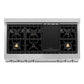 ZLINE 48" Legacy Gas Rangetop with 6 Brass Burners and Porcelain Cooktop in Satin Stainless Steel, RTS-BR-48