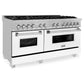 ZLINE 60" 7.4 cu. ft. Legacy Dual Fuel Range with 9 Burner Gas Cooktop and 2 Electric Convection Ovens in Satin Stainless Steel and White Matte Doors, RAS-WM-60