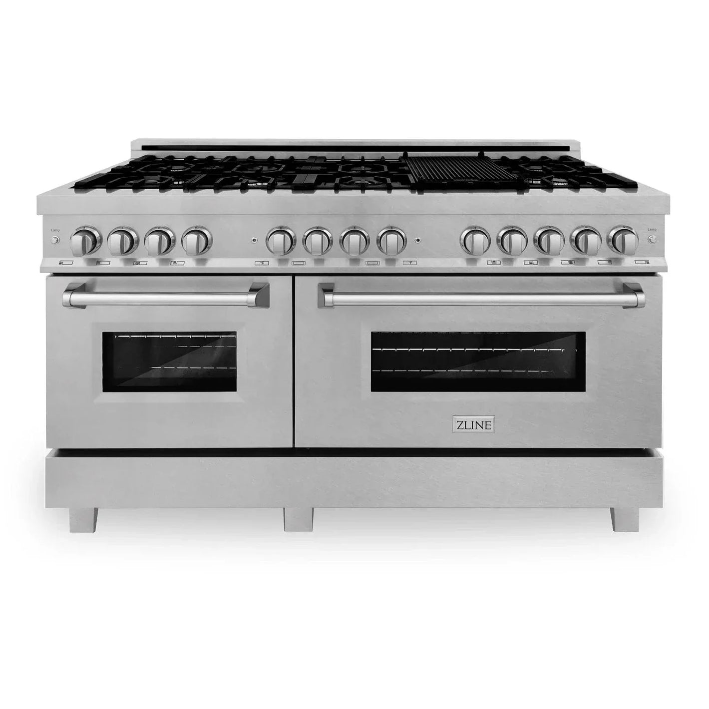 ZLINE 60" 7.4 cu. ft. Legacy Dual Fuel Range with 9 Burner Gas Cooktop and 2 Electric Convection Ovens in Stainless Steel with Satin Stainless Steel Doors, RA-SN-60