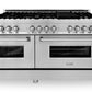ZLINE Package - 60" Dual Fuel Range, Range Hood, Microwave, Dishwasher, Refrigerator with Water and Ice Dispenser