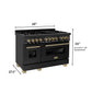 ZLINE Autograph Package - 48 In. Dual Fuel Range, Range Hood, Dishwasher in Black Stainless Steel with Champagne Bronze Accent, 3AKP-RABRHDWV48-CB