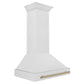 ZLINE Autograph 36" Satin Stainless Steel Wall Mount Range Hood with Champagne Bronze Handle, 8654SNZ-36-CB