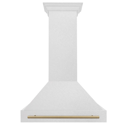 ZLINE Autograph 36" Satin Stainless Steel Wall Mount Range Hood with Champagne Bronze Handle, 8654SNZ-36-CB