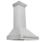 ZLINE Autograph 36" Satin Stainless Steel Wall Mount Range Hood with Champagne Bronze Handle, 8654SNZ-36-CB