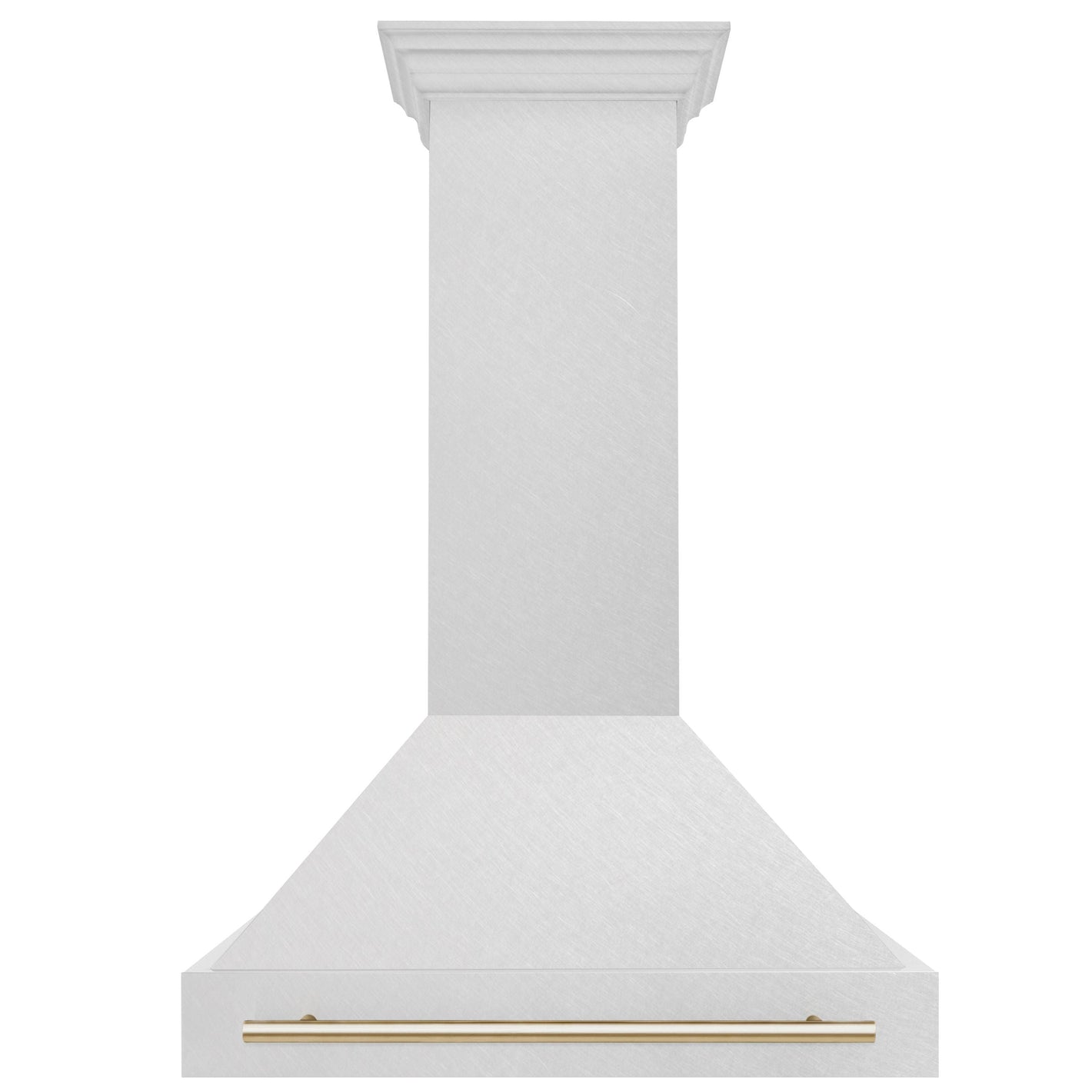 ZLINE Autograph 36" Satin Stainless Steel Wall Mount Range Hood with Polished Gold Handle, 8654SNZ-36-G