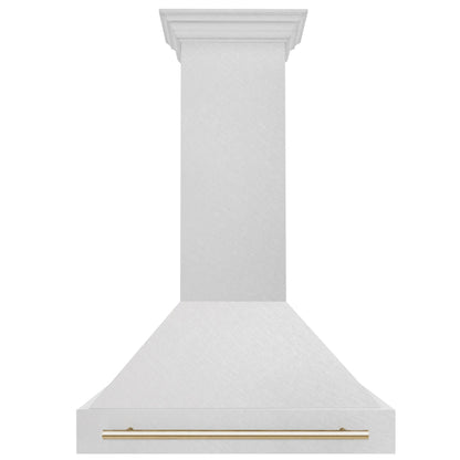 ZLINE Autograph 36" Satin Stainless Steel Wall Mount Range Hood with Polished Gold Handle, 8654SNZ-36-G