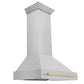 ZLINE Autograph 36" Satin Stainless Steel Wall Mount Range Hood with Polished Gold Handle, 8654SNZ-36-G