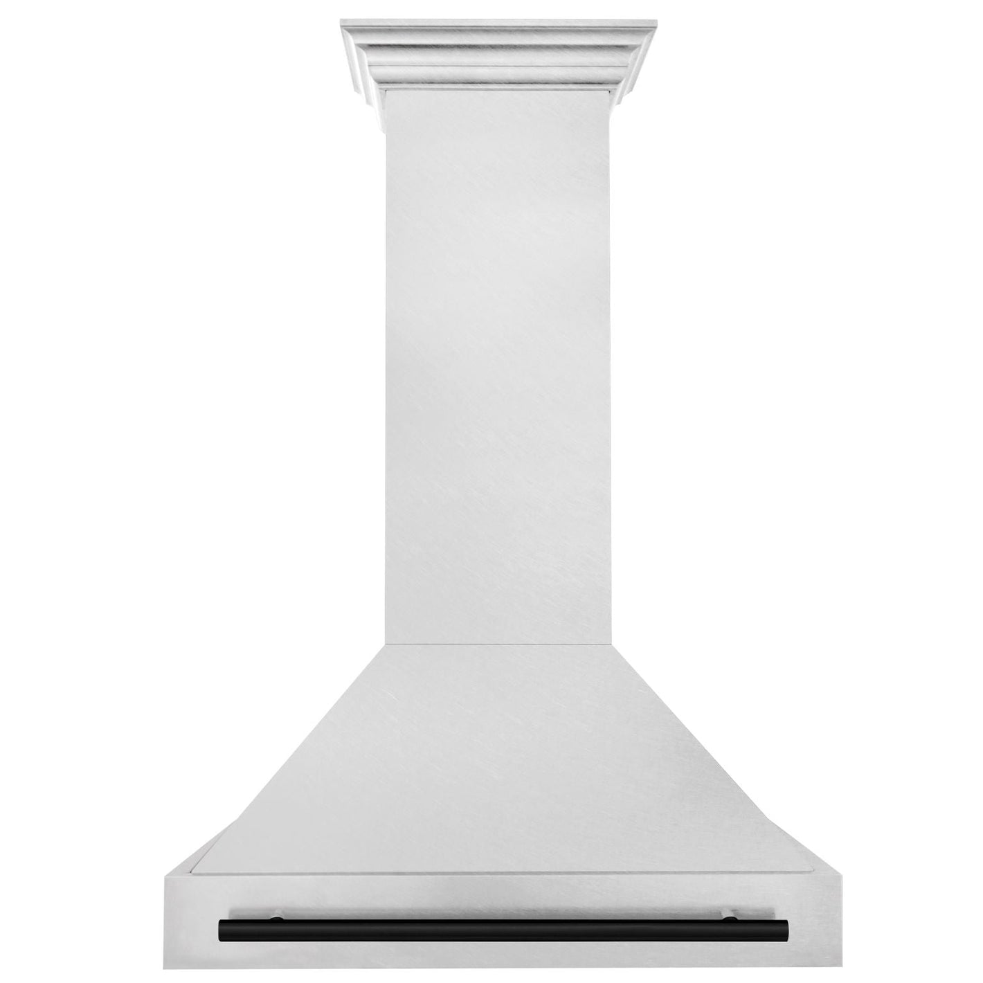 ZLINE Autograph 36" Satin Stainless Steel Wall Mount Range Hood with Matte Black Handle, 8654SNZ-36-MB