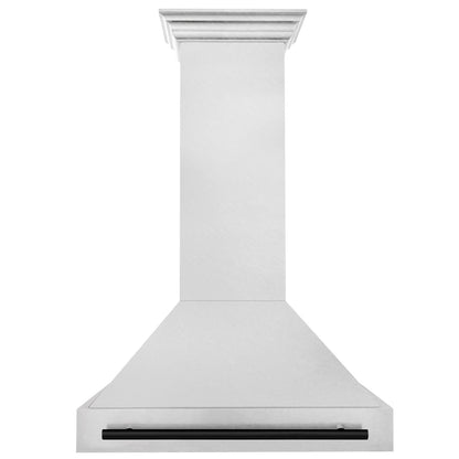 ZLINE Autograph 36" Satin Stainless Steel Wall Mount Range Hood with Matte Black Handle, 8654SNZ-36-MB