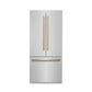 ZLINE Autograph Bronze Package - 36" Rangetop, 36" Range Hood, Dishwasher, Built-In Refrigerator, Microwave Drawer