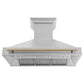 ZLINE Autograph Package - 48 In. Gas Range and Range Hood in Satin Stainless Steel with Champagne Bronze Accents, 2AKPR-RGSRH48-CB