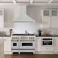 ZLINE Autograph 48" Satin Stainless Steel Wall Mount Range Hood with Champagne Bronze Handle, 8654SNZ-48-CB