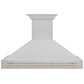 ZLINE Autograph 48" Satin Stainless Steel Wall Mount Range Hood with Polished Gold Handle, 8654SNZ-48-G