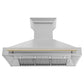 ZLINE Autograph Package - 48 In. Dual Fuel Range and Range Hood in Satin Stainless Steel with Gold Accents, 2AKPR-RASRH48-G