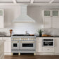 ZLINE Autograph 48" Satin Stainless Steel Wall Mount Range Hood with Polished Gold Handle, 8654SNZ-48-G