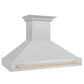 ZLINE Autograph Package - 48 In. Dual Fuel Range and Range Hood in Satin Stainless Steel with Gold Accents, 2AKPR-RASRH48-G