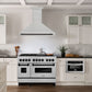ZLINE Autograph 48" Satin Stainless Steel Wall Mount Range Hood with Matte Black Handle, 8654SNZ-48-MB