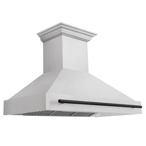 ZLINE Autograph 48" Satin Stainless Steel Wall Mount Range Hood with Matte Black Handle, 8654SNZ-48-MB