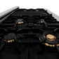 ZLINE Autograph 48" 6.0 cu. ft. Legacy Dual Fuel Range with 7 Burner Gas Cooktop and 2 Electric Ovens in Satin Stainless Steel and Polished Gold Accents, RASZ-SN-48-G
