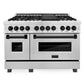 ZLINE Autograph Package - 48 In. Dual Fuel Range and Range Hood in Satin Stainless Steel with Matte Black Accents, 2AKPR-RASRH48-MB