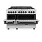 ZLINE Autograph Package - 48 In. Dual Fuel Range and Range Hood in Satin Stainless Steel with Matte Black Accents, 2AKPR-RASRH48-MB