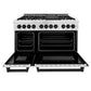 ZLINE Autograph Package - 48 In. Dual Fuel Range and Range Hood in Satin Stainless Steel with Matte Black Accents, 2AKPR-RASRH48-MB