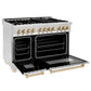 ZLINE Autograph Package - 48 In. Dual Fuel Range with Gold Accent, Range Hood, Dishwasher in Stainless Steel, 3AKP-RARHDWM48-G