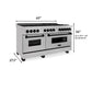 ZLINE Autograph 60" 7.4 cu. ft. Legacy Dual Fuel Range with 9 Burner Gas Cooktop and 2 Electric Convection Ovens in Satin Stainless Steel and Matte Black Accents, RASZ-SN-60-MB