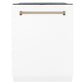 ZLINE Autograph Package - 48" Dual Fuel Range, Range Hood, and Dishwasher in White Matte and Satin Stainless Steel with Bronze Accents, 3AKPR-RASWMRHDWM48-CB