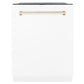 ZLINE Autograph Package - 48" Dual Fuel Range, Range Hood, and Dishwasher in White Matte and Satin Stainless Steel with Gold Accents, 3AKPR-RASWMRHDWM48-G
