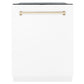 ZLINE Autograph Package - 36 In. Gas Range, Range Hood, Dishwasher in White with Gold Accents, 3AKP-RGWMRHDWM36-G
