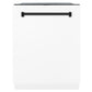 ZLINE Autograph Package - 48 In. Dual Fuel Range, Range Hood, Dishwasher in White Matte with Matte Black Accents, 3AKP-RAWMRHDWM48-MB
