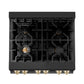 ZLINE Autograph Package - 30 In. Dual Fuel Range, Range Hood in Black Stainless Steel with Gold Accents, 2AKP-RABRH30-G