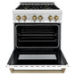 ZLINE Autograph Package - 30" Dual Fuel Range, Range Hood, Dishwasher with White Matte, Bronze Accents
